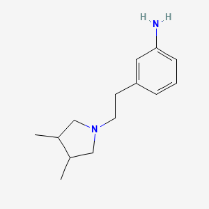 molecular formula C14H22N2 B13331933 3-[2-(3,4-Dimethylpyrrolidin-1-yl)ethyl]aniline 