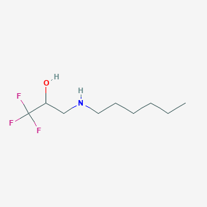 molecular formula C9H18F3NO B13331963 1,1,1-Trifluoro-3-(hexylamino)propan-2-ol 