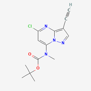 molecular formula C14H15ClN4O2 B13332007 tert-Butyl (5-chloro-3-ethynylpyrazolo[1,5-a]pyrimidin-7-yl)(methyl)carbamate 