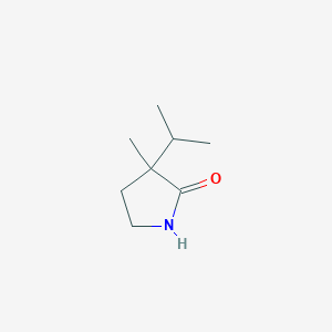 molecular formula C8H15NO B13332012 3-Methyl-3-(propan-2-YL)pyrrolidin-2-one 