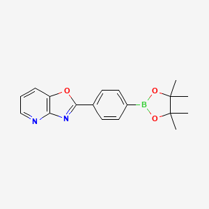 molecular formula C18H19BN2O3 B13332020 2-(4-(4,4,5,5-Tetramethyl-1,3,2-dioxaborolan-2-yl)phenyl)oxazolo[4,5-b]pyridine 