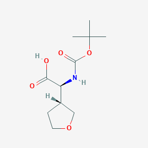 molecular formula C11H19NO5 B13332053 (S)-2-((tert-Butoxycarbonyl)amino)-2-((R)-tetrahydrofuran-3-yl)acetic acid 