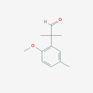 molecular formula C12H16O2 B13332117 2-(2-Methoxy-5-methylphenyl)-2-methylpropanal 