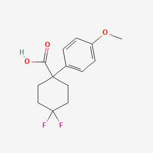 molecular formula C14H16F2O3 B13332182 4,4-Difluoro-1-(4-methoxyphenyl)cyclohexane-1-carboxylic acid 