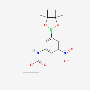 molecular formula C17H25BN2O6 B1333221 叔丁基（3-硝基-5-(4,4,5,5-四甲基-1,3,2-二氧杂硼兰-2-基)苯基)氨基甲酸酯 CAS No. 374595-05-8