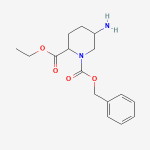 molecular formula C16H22N2O4 B13332243 1-Benzyl 2-ethyl 5-aminopiperidine-1,2-dicarboxylate 