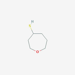 molecular formula C6H12OS B13332251 Oxepane-4-thiol 