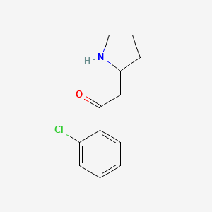 molecular formula C12H14ClNO B13332286 1-(2-Chlorophenyl)-2-(pyrrolidin-2-YL)ethan-1-one 