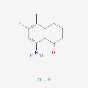 molecular formula C11H13ClFNO B13332309 8-Amino-6-fluoro-5-methyl-3,4-dihydronaphthalen-1(2H)-one hydrochloride 