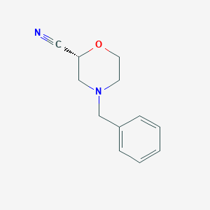 molecular formula C12H14N2O B13332315 (R)-4-Benzylmorpholine-2-carbonitrile 