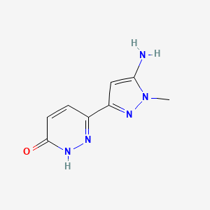 molecular formula C8H9N5O B13332361 6-(5-Amino-1-methyl-1H-pyrazol-3-yl)-2,3-dihydropyridazin-3-one 