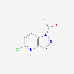 molecular formula C7H4ClF2N3 B13332449 5-Chloro-1-(difluoromethyl)-1H-pyrazolo[4,3-b]pyridine 