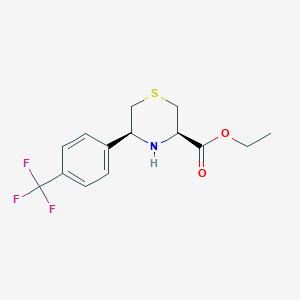 molecular formula C14H16F3NO2S B13332465 Rel-ethyl (3R,5S)-5-(4-(trifluoromethyl)phenyl)thiomorpholine-3-carboxylate 