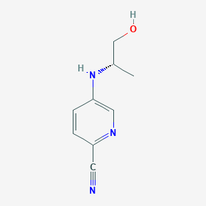 molecular formula C9H11N3O B13332494 5-{[(2S)-1-hydroxypropan-2-yl]amino}pyridine-2-carbonitrile 