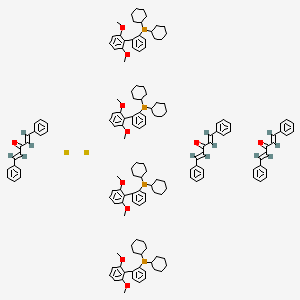 molecular formula C155H182O11P4Pd2 B13332495 dicyclohexyl-[2-(2,6-dimethoxyphenyl)phenyl]phosphane;(1E,4E)-1,5-diphenylpenta-1,4-dien-3-one;palladium 