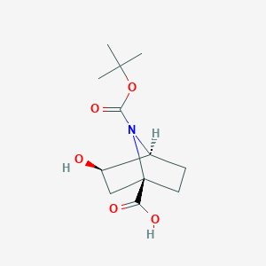 molecular formula C12H19NO5 B13332502 (1R,3R,4S)-7-(tert-Butoxycarbonyl)-3-hydroxy-7-azabicyclo[2.2.1]heptane-1-carboxylic acid 