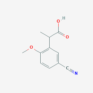 molecular formula C11H11NO3 B13332506 2-(5-Cyano-2-methoxyphenyl)propanoic acid 