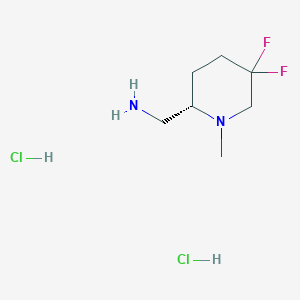 molecular formula C7H16Cl2F2N2 B13332635 (S)-(5,5-Difluoro-1-methylpiperidin-2-yl)methanamine dihydrochloride 