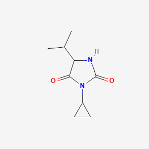 molecular formula C9H14N2O2 B13332672 3-Cyclopropyl-5-isopropylimidazolidine-2,4-dione 