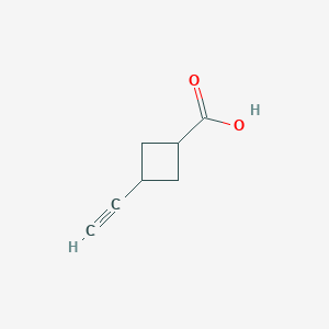 molecular formula C7H8O2 B13332716 3-ethynylcyclobutane-1-carboxylic Acid 