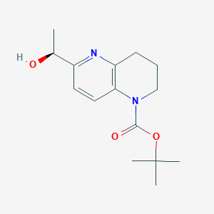 molecular formula C15H22N2O3 B13332734 tert-Butyl (S)-6-(1-hydroxyethyl)-3,4-dihydro-1,5-naphthyridine-1(2H)-carboxylate 