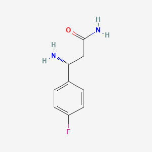 molecular formula C9H11FN2O B13332844 (3R)-3-amino-3-(4-fluorophenyl)propanamide 