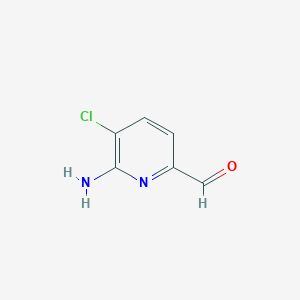 molecular formula C6H5ClN2O B13332907 6-Amino-5-chloropicolinaldehyde 