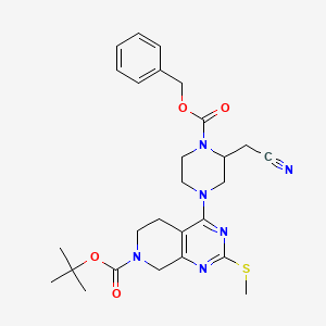 tert-butyl 4-[4-benzyloxycarbonyl-3-(cyanomethyl)piperazin-1-yl]-2-methylsulfanyl-6,8-dihydro-5H-pyrido[3,4-d]pyrimidine-7-carboxylate