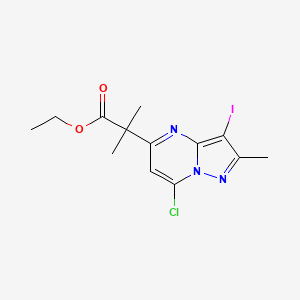 Ethyl 2-(7-chloro-3-iodo-2-methylpyrazolo[1,5-a]pyrimidin-5-yl)-2-methylpropanoate