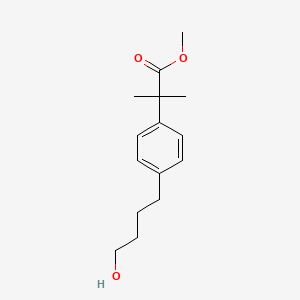 molecular formula C15H22O3 B13332958 Methyl 2-(4-(4-hydroxybutyl)phenyl)-2-methylpropanoate 