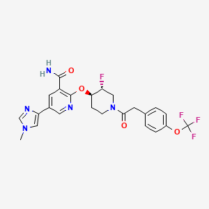 2-(((3R,4R)-3-Fluoro-1-(2-(4-(trifluoromethoxy)phenyl)acetyl)piperidin-4-yl)oxy)-5-(1-methyl-1H-imidazol-4-yl)nicotinamide