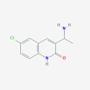 molecular formula C11H11ClN2O B13333099 3-(1-Aminoethyl)-6-chloroquinolin-2(1H)-one 