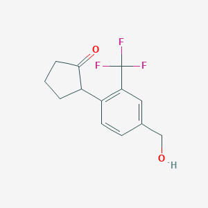 molecular formula C13H13F3O2 B13333222 2-(4-(Hydroxymethyl)-2-(trifluoromethyl)phenyl)cyclopentan-1-one 