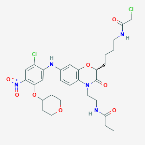 (R)-N-(2-(7-((2-Chloro-4-nitro-5-((tetrahydro-2H-pyran-4-yl)oxy)phenyl)amino)-2-(4-(2-chloroacetamido)butyl)-3-oxo-2,3-dihydro-4H-benzo[b][1,4]oxazin-4-yl)ethyl)propionamide