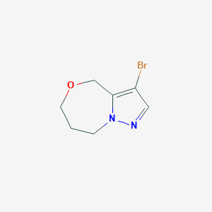 molecular formula C7H9BrN2O B13333260 3-Bromo-7,8-dihydro-4H,6H-pyrazolo[5,1-c][1,4]oxazepine 