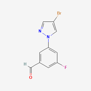 molecular formula C10H6BrFN2O B13333349 3-(4-Bromo-1H-pyrazol-1-yl)-5-fluorobenzaldehyde 