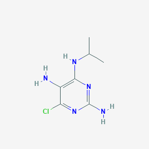 molecular formula C7H12ClN5 B13333383 6-Chloro-4-N-(propan-2-YL)pyrimidine-2,4,5-triamine 