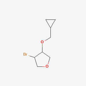 molecular formula C8H13BrO2 B13333430 3-Bromo-4-(cyclopropylmethoxy)oxolane 