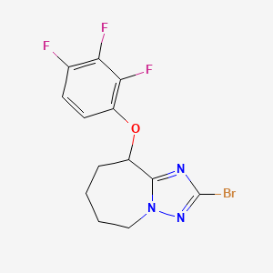 molecular formula C13H11BrF3N3O B13333437 2-Bromo-9-(2,3,4-trifluorophenoxy)-6,7,8,9-tetrahydro-5H-[1,2,4]triazolo[1,5-a]azepine 