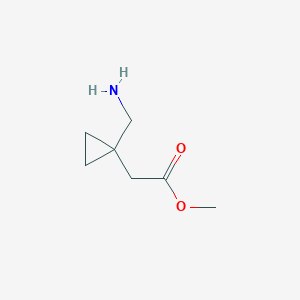 molecular formula C7H13NO2 B13333465 Methyl 2-[1-(aminomethyl)cyclopropyl]acetate 