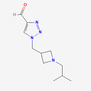 molecular formula C11H18N4O B13333503 1-((1-isobutylazetidin-3-yl)methyl)-1H-1,2,3-triazole-4-carbaldehyde 