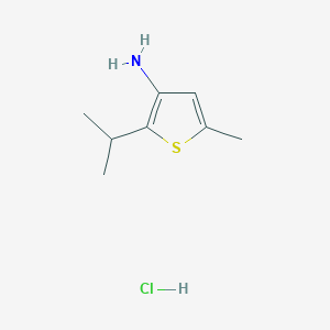 molecular formula C8H14ClNS B13333517 2-Isopropyl-5-methylthiophen-3-amine hydrochloride 