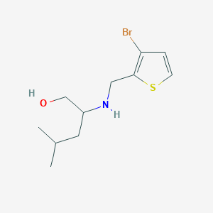 molecular formula C11H18BrNOS B13333657 2-{[(3-Bromothiophen-2-yl)methyl]amino}-4-methylpentan-1-ol 