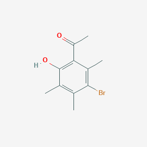 molecular formula C11H13BrO2 B13333675 1-(3-Bromo-6-hydroxy-2,4,5-trimethylphenyl)ethan-1-one 