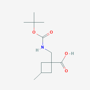 molecular formula C12H21NO4 B13333724 1-(((tert-Butoxycarbonyl)amino)methyl)-3-methylcyclobutane-1-carboxylic acid 