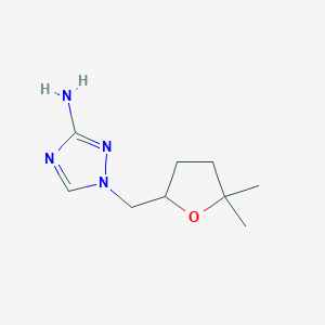 molecular formula C9H16N4O B13333732 1-[(5,5-Dimethyloxolan-2-yl)methyl]-1H-1,2,4-triazol-3-amine 