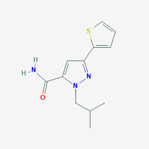 molecular formula C12H15N3OS B13333851 1-isobutyl-3-(thiophen-2-yl)-1H-pyrazole-5-carboxamide 