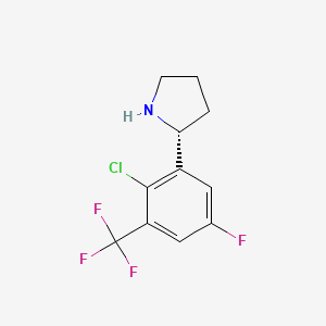 molecular formula C11H10ClF4N B13334007 (R)-2-(2-Chloro-5-fluoro-3-(trifluoromethyl)phenyl)pyrrolidine 