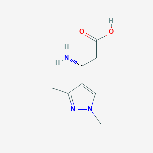 molecular formula C8H13N3O2 B13334047 (3R)-3-amino-3-(1,3-dimethyl-1H-pyrazol-4-yl)propanoic acid 