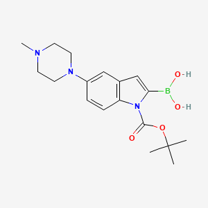 molecular formula C18H26BN3O4 B13334121 (1-(tert-Butoxycarbonyl)-5-(4-methylpiperazin-1-yl)-1H-indol-2-yl)boronic acid CAS No. 913388-75-7